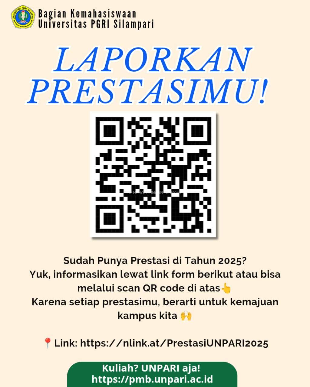 Pengisian Data Prestasi Mahasiswa Tahun 2025